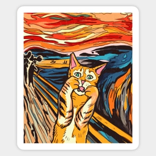 Cat Scream Munch Sticker